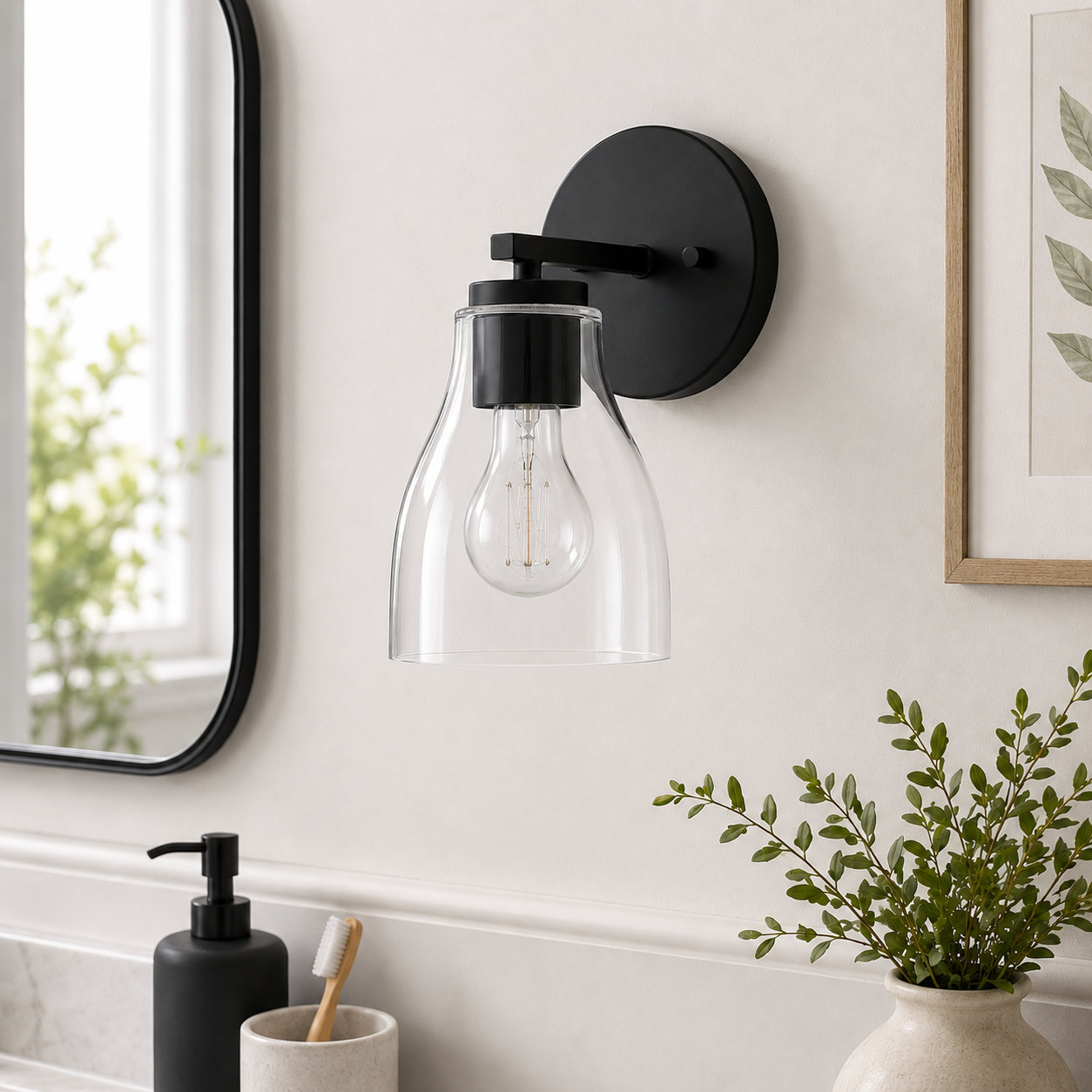 Keston Dimmable Vanity Light, 10" H x 5.2" W x 6.5" D, Matte Black, 1 Light