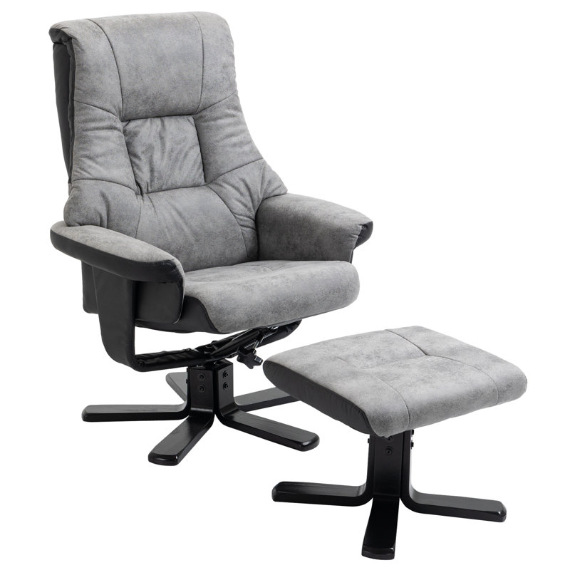 Lad Upholstered Swivel Recliner with Footstool