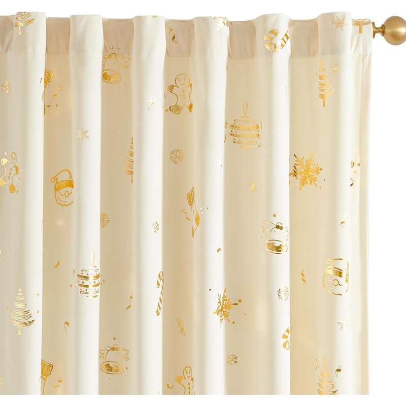 Christmas Rod Pocket Velvet Curtains for Living Room