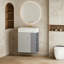 Meuble-lavabo mural avec lavabo en céramique et rangement à fermeture en douceur-597385676