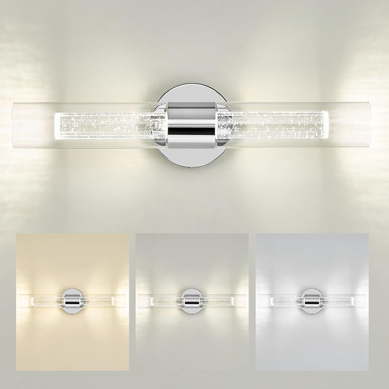 Appliques murales modernes pour salle de bain à DEL avec température de couleur réglable, conception à double abat-jour en verre, éclairage de meuble-lavabo écoénergétique pour la salle de bain, la chambre à coucher et le couloir