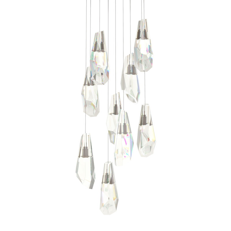 Luminaire suspendu en cristal 9 lumières Luma, Bronze, Long: 16 po à 130 po