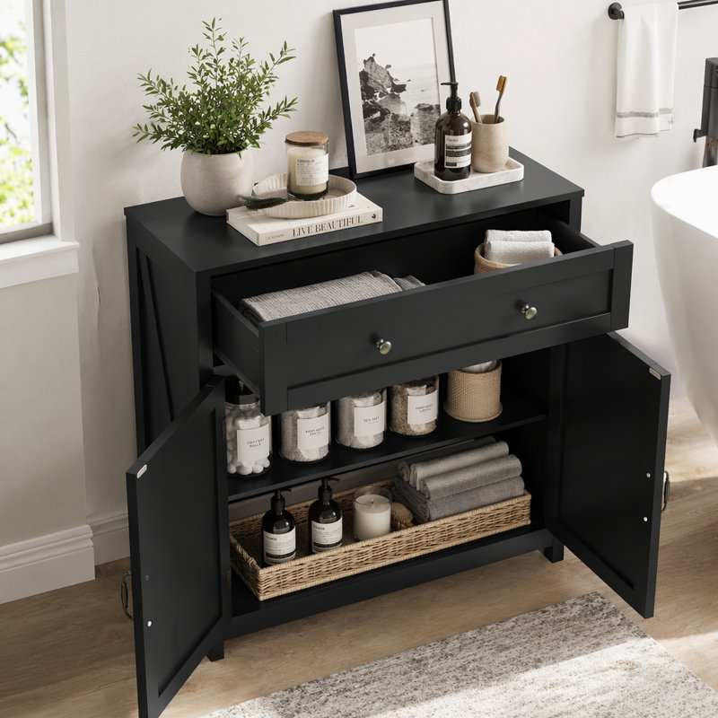 Armoire de rangement Farmhouse avec tiroir et tablette réglable, armoire de cuisine avec comptoir en noyer, armoire à café moderne pour cuisine, salle à manger, salle de bain, entrée
