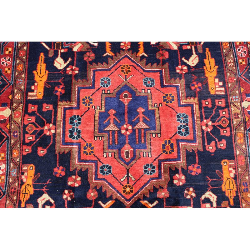Tapis rouge en laine fait à la main 5X8
