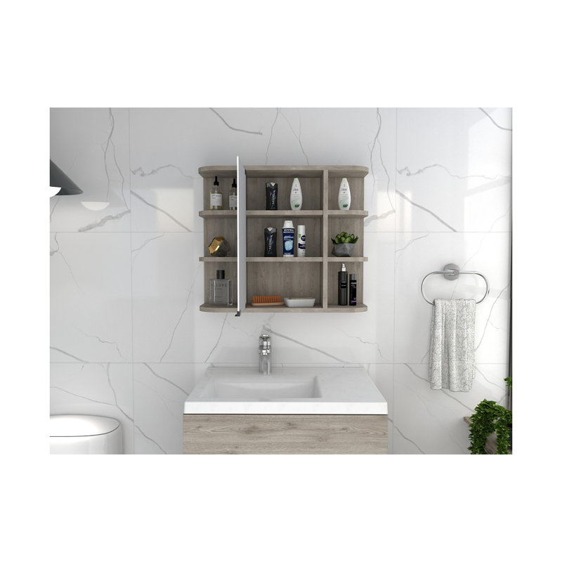Pharmacie murale avec miroir, Gris clair