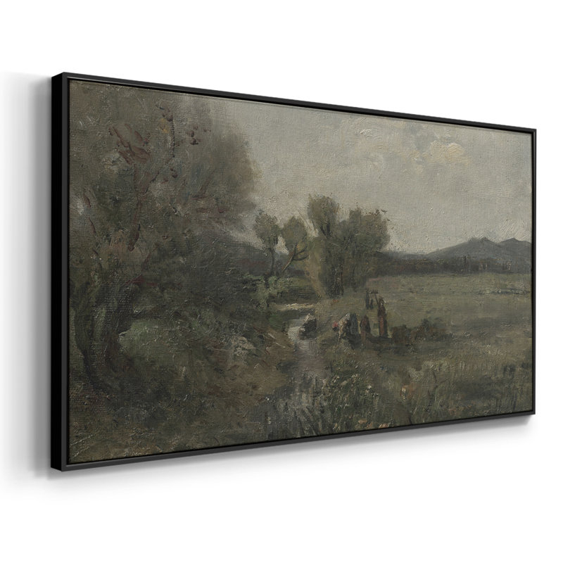 Série paysage - DLXVI - Toile tendue avec châssis encadré - Prêt à être accroché, H 21 po x l 41 po, Noir