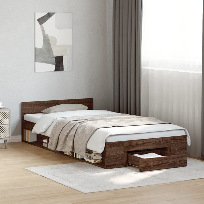Obyrne Bed, Brown Oak, 75 x 190cm