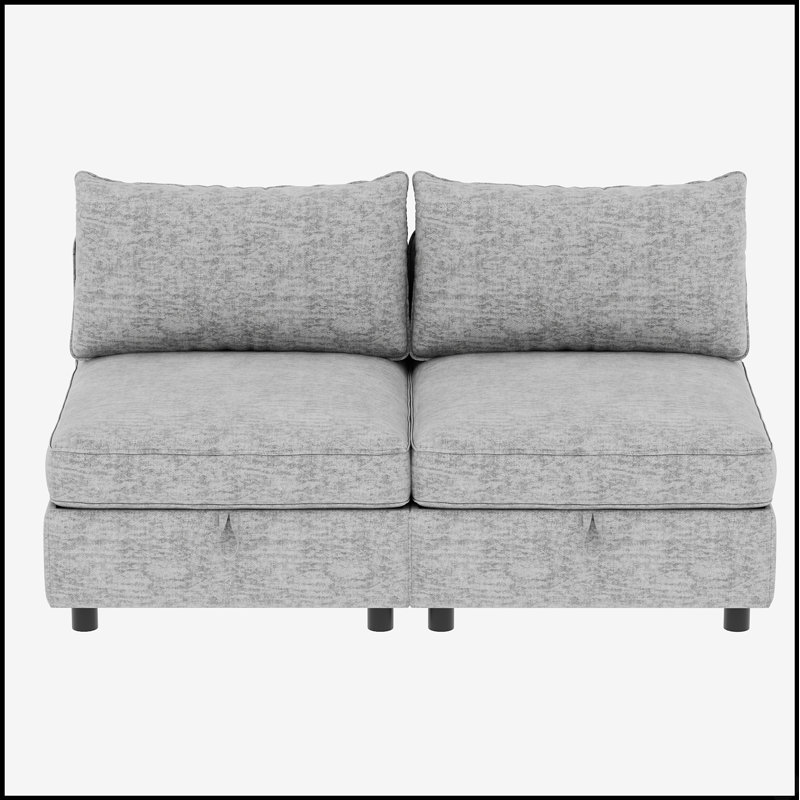 Canapé d'angle modulaire sans accoudoirs avec rangement et fonction couchage pour des configurations de salon flexibles