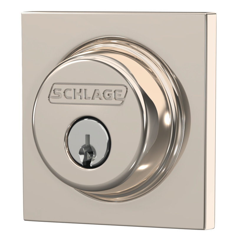 Single Cylinder Deadbolt with Collins Trim, Polished Nickel