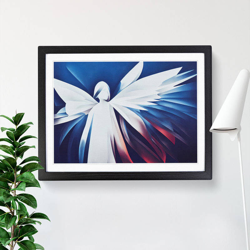 XH1022-1314X Beautiful Angel Abstract - Single Picture Frame Print, Black Framed, 34cm H x 46cm W x 2cm D