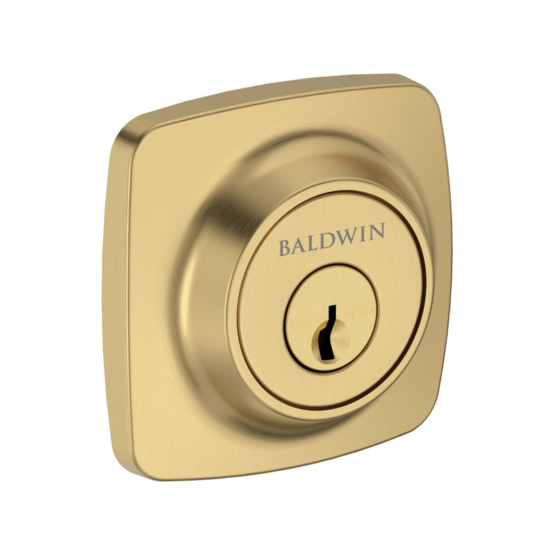 Soft Square Deadbolt Patio Deadbolt in Lifetime (PVD) Polished Brass, Lifetime (PVD) Satin Brass