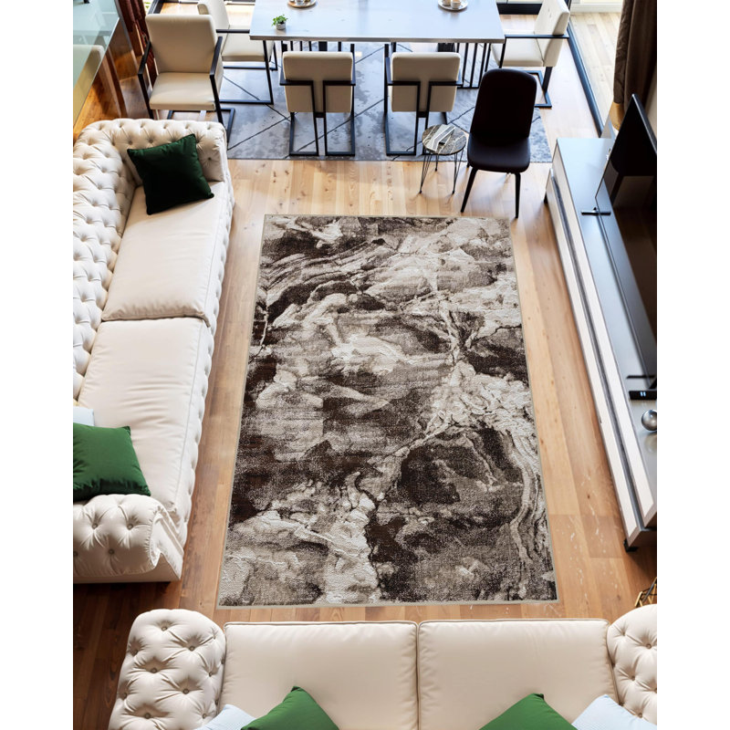 Tapis moderne abstrait abstrait Tabernash, Rectangle 5 pi 3 po x 7 pi 7 po