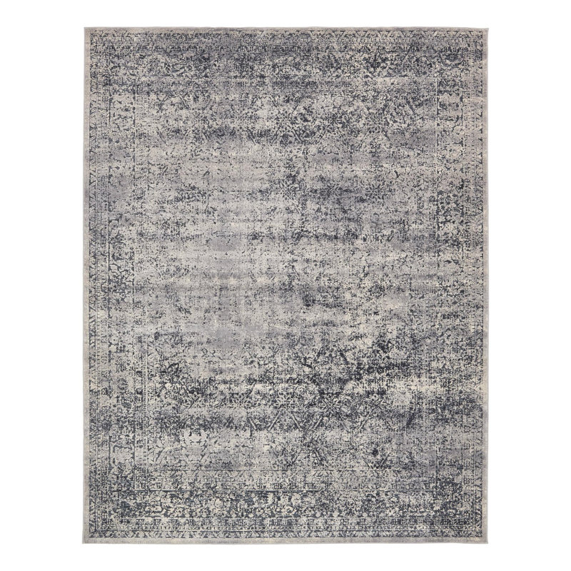 Lanett Oriental Blue/Gray Area Rug, Rectangle 7'10" x 10'