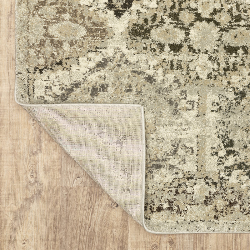Tapis beige tissé à la machine Caryll, Rectangle 7 pi 10 po x 10 pi 10 po