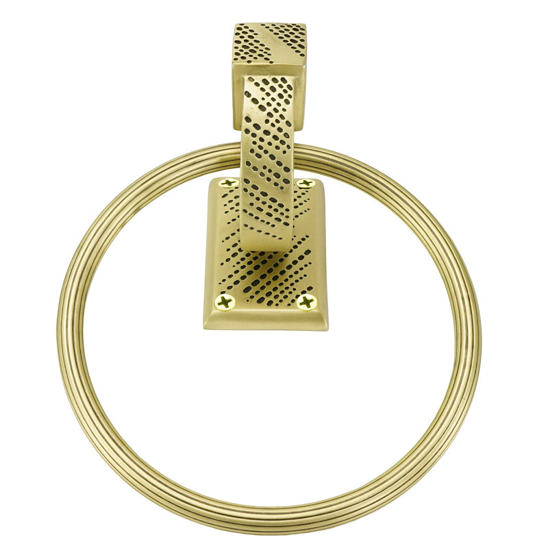 Edgar Berebi Sutton Towel Ring With Reeded Handle In Burnished Brass Plate