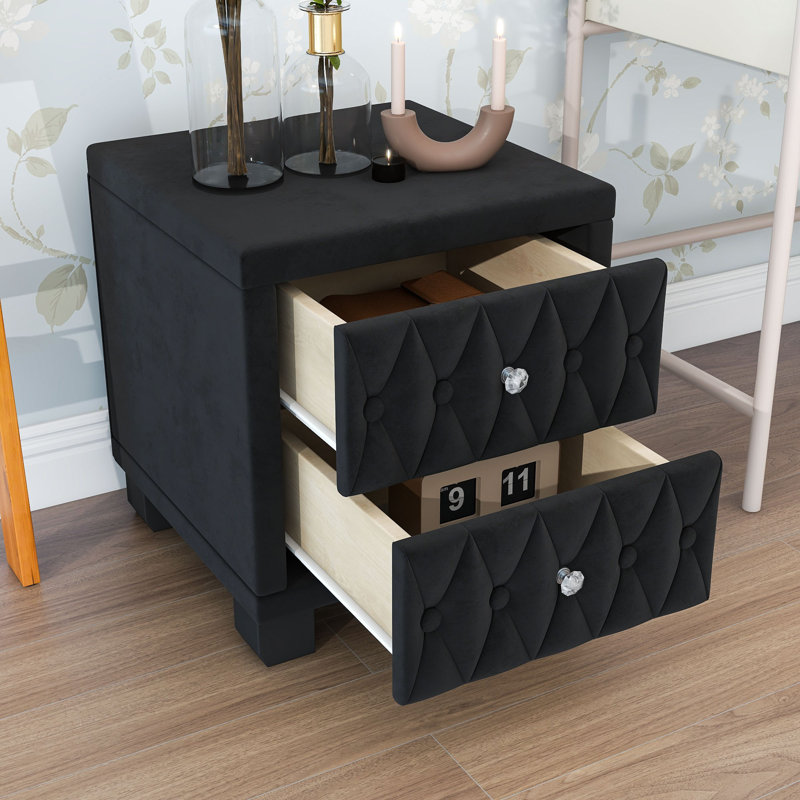 Table de chevet 2 tiroirs Modern, Noir