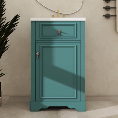 Meuble-lavabo de 20 po avec lavabo en céramique, porte à fermeture en douceur, tablette réglable