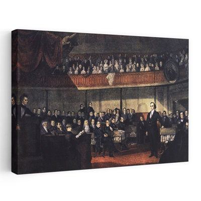 1800S 1830 Daniel Webster Replying To Senator Robert Hayne Delivering Speech On Unionism And Nationalism Classic Retro Vintage Urban Wall Art