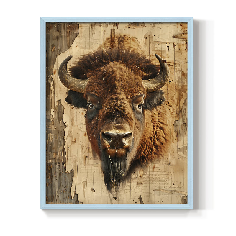 ANIMALS Series CDXC III, reproduction encadrée - bois massif, H 21 po x l 17 po, Bleu