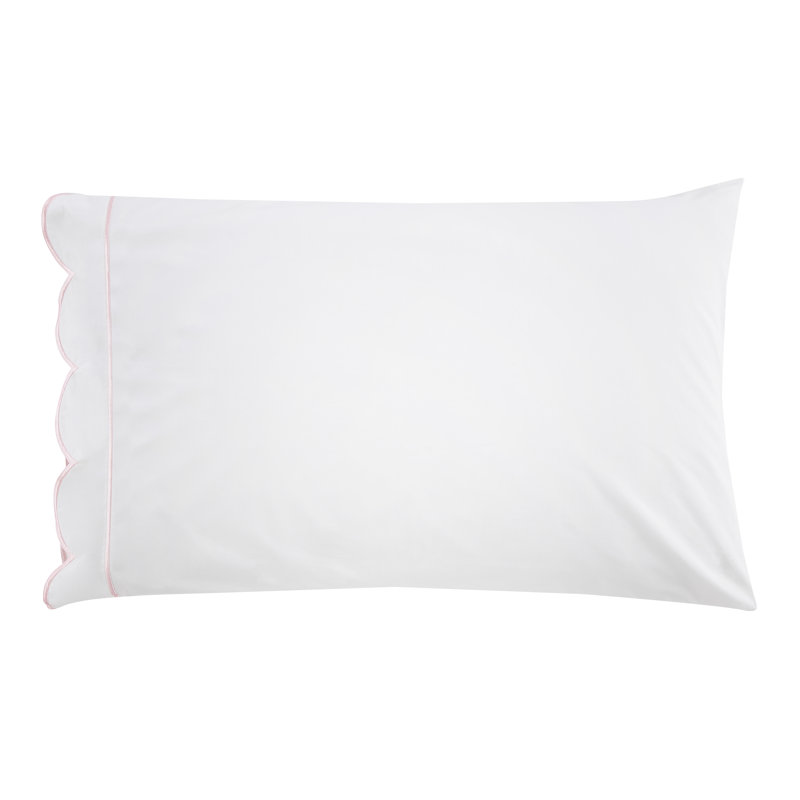 SCALLOP FRAME PERCALE PCASE, Queen Pillowcase, Pink