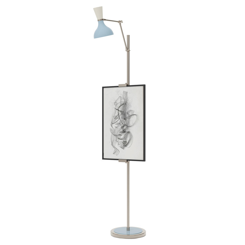 Clare Floor Lamp, Baby Blue/Lily, Polished Nickel