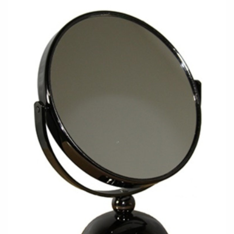 Miroir de maquillage 5,5 po de diamètre chromé, grossissement, finition noire