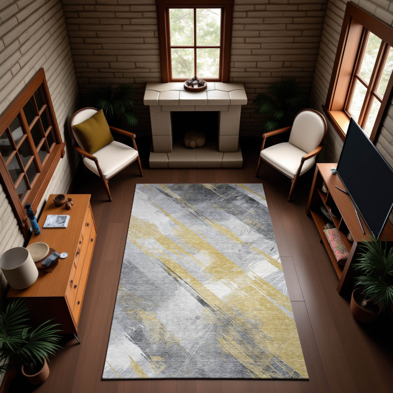 Tapis à rayures Floyd AMF1535 lavable à la machine de qualité supérieure, Rectangle 9 pi x 12 pi