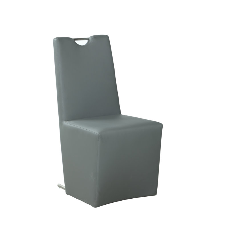Gray Faux Leather Upholstered Parsons Side Chair