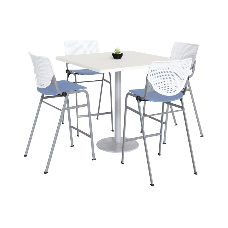 Ensemble de table de salle à manger et chaise Kool L 42 po, H 41 po x L 36 po x l 36 po, Blanc / rouge Peri, Blanc