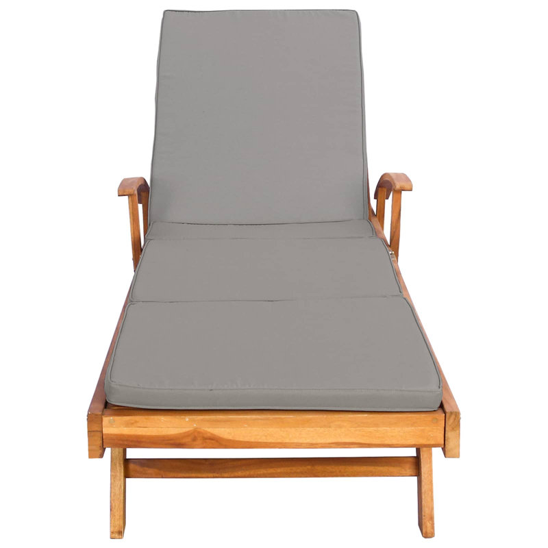 195cm Long Teak Sun Lounger, Light Gray