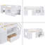 Lit simple, lit double en bois massif avec escalier, tablette et tablette-139488884