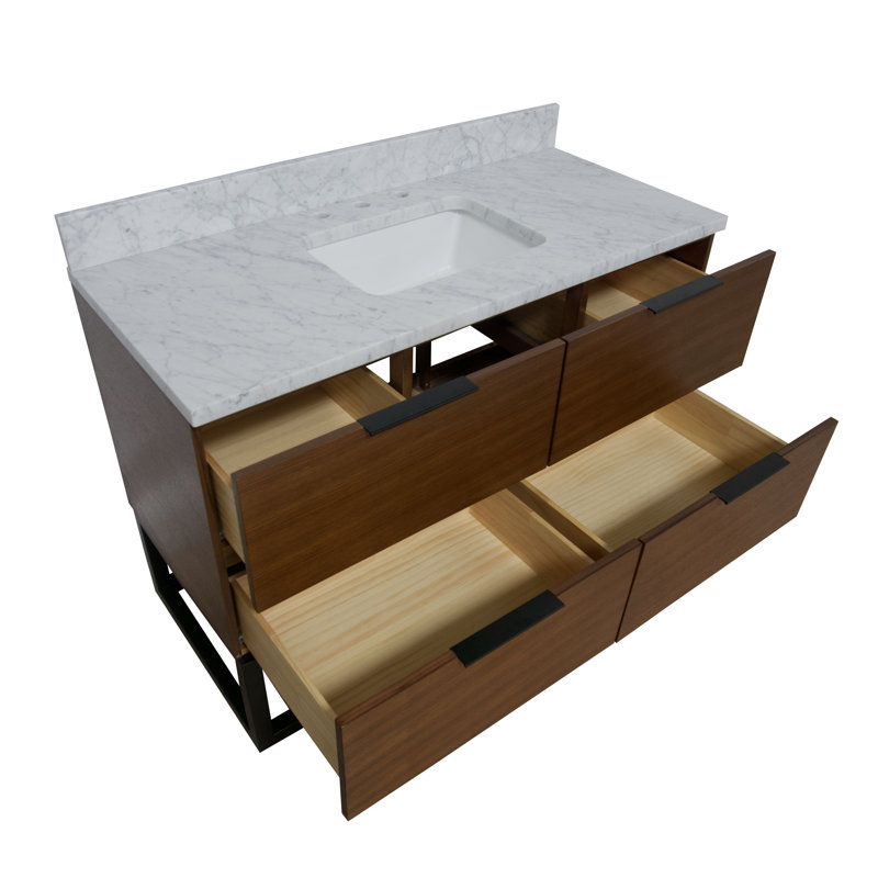 Meuble-lavabo simple autoportant 48 po avec plateau en marbre Chibuzor