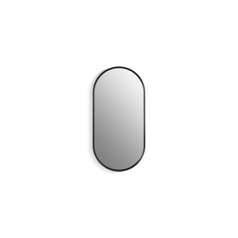 Verdera Capsule Framed Medicine Cabinet, Matte Black, 40" H x 20" W x 5.55" D
