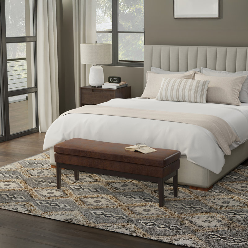 Banc avec repose-pieds Carlson, Brun, H 17,52 po x l 44,49 po x P 14,96 po