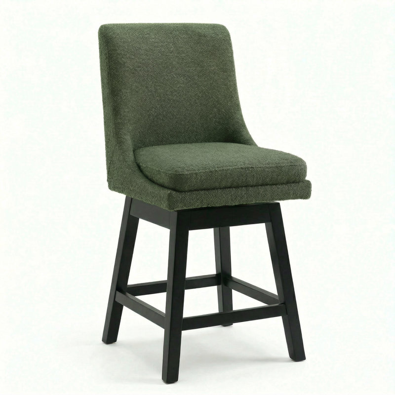 Swivel Counter Height Barstools Green Seat In Espresso Finish, Set of 2, Green, Counter Stool (24" Seat Height)