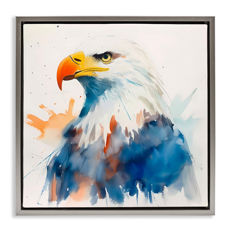 «Eagle with Strong Gaze», art mural encadré flottant par Walker Noble, Cadre flottant gris lustré, H 25 po x l 25 po