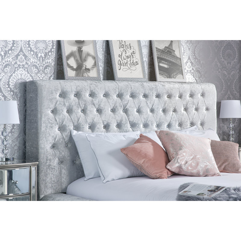 Benning Upholstered Bed Frame, Double (4'6), Grey