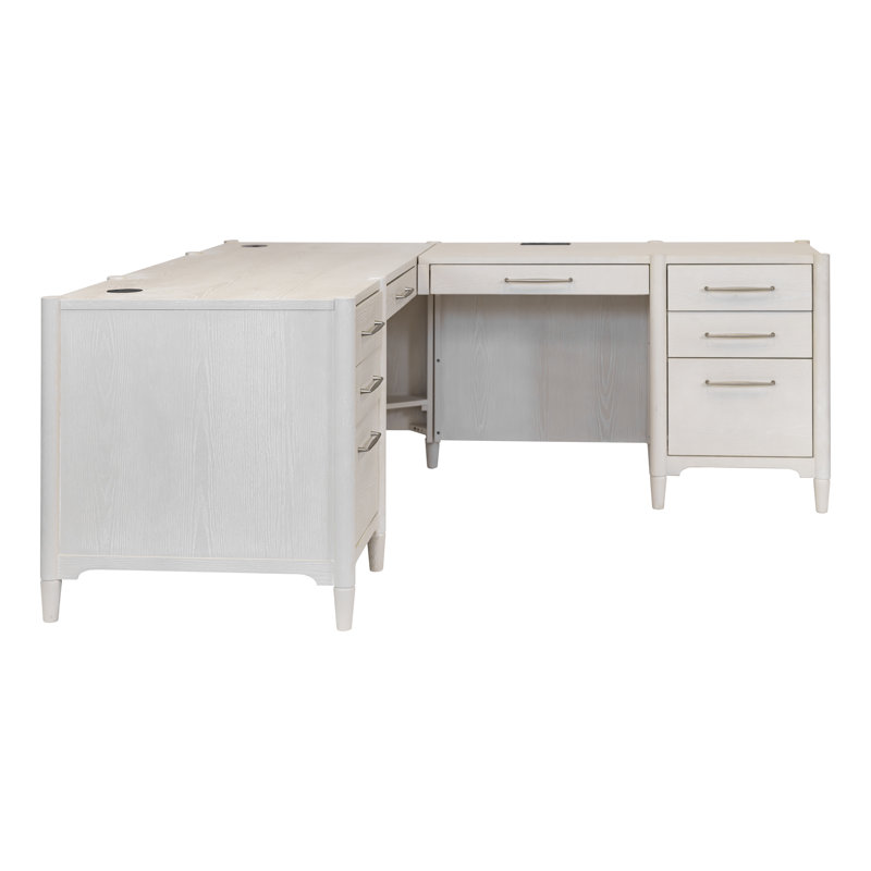 Bureau double caisson en bois, table de coin, rangement pour bureau, blanc