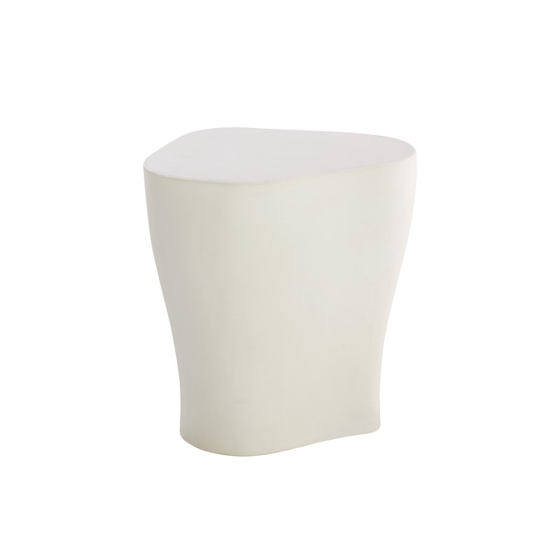 Concrete Outdoor Side Table - White, White, 21.5" H x 20" W x 17" L