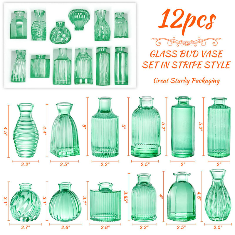 Ensemble de 12 vases Bud, Vert