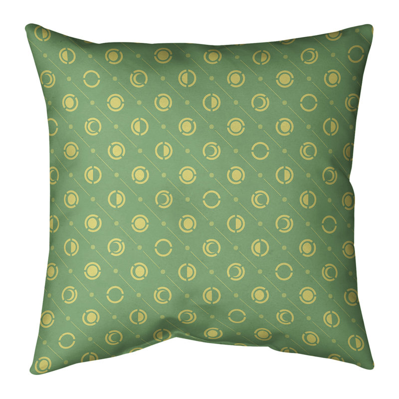 Coussin décoratif des phases de lune, 18 po x 18 po, Petit-vert/jaune, Simili suède