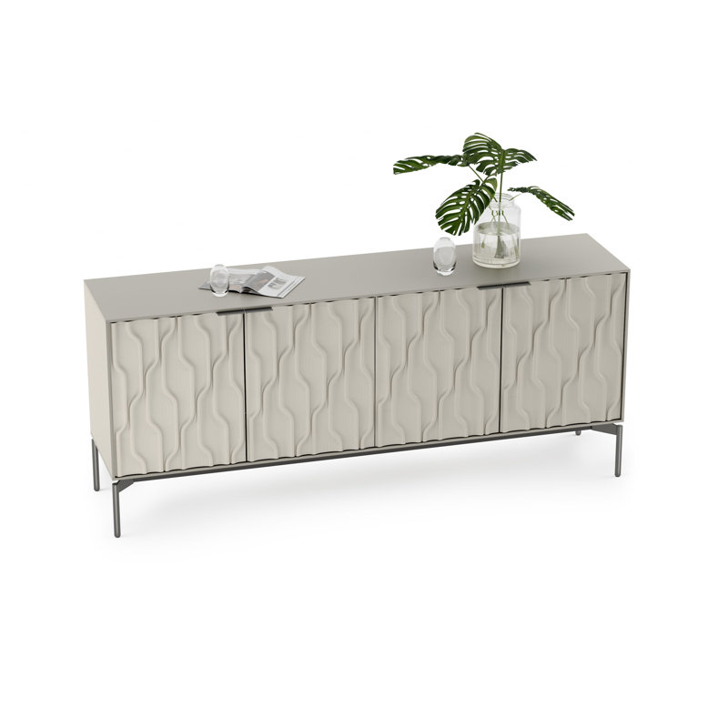 Mesa 79.5'' W Sideboard, Stone/Brushed Carbon