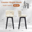 Ensemble de 2 tabourets de bar pivotants beiges, siège en cuir PU de 27,5 po avec dossier capitonné, pieds en bois massif, chaises de bar à hauteur de comptoir pour îlot de cuisine, salle à manger, café-869855514-1026101384