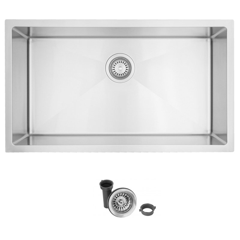 Stylish Dual Mount 31" Single Bowl Stainless Steel Kitchen Sink with Strainer