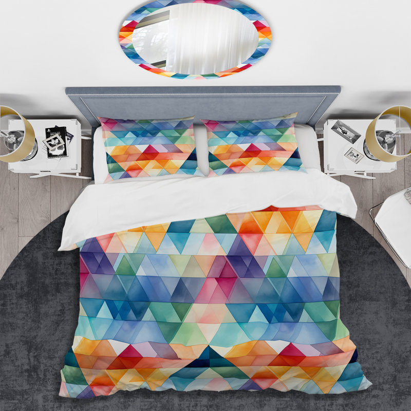 Ensemble de housse de couette Triangle, Housse de couette simple + 1 taie décorative stan