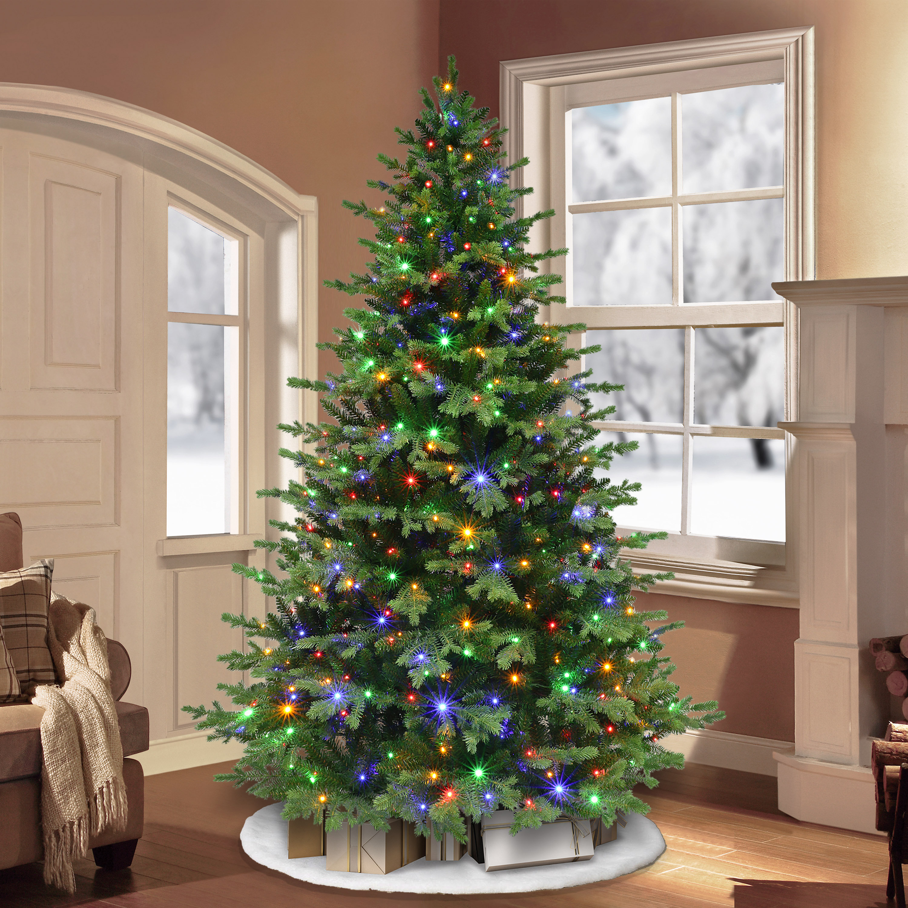 The Holiday Aisle® 7.5' Lighted Fir Christmas Tree & Reviews