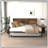 Twin Daybed With Trundle And Sliding Barn Door Headboard, Charging Station & LED Light, Rustic Brown