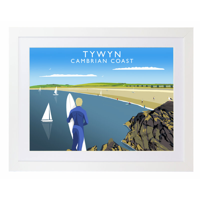 'Tywyn' by Richard O'Neil - Print, 33.5 cm H x 43.5 cm W x 2.2 cm D, White Wood Frame