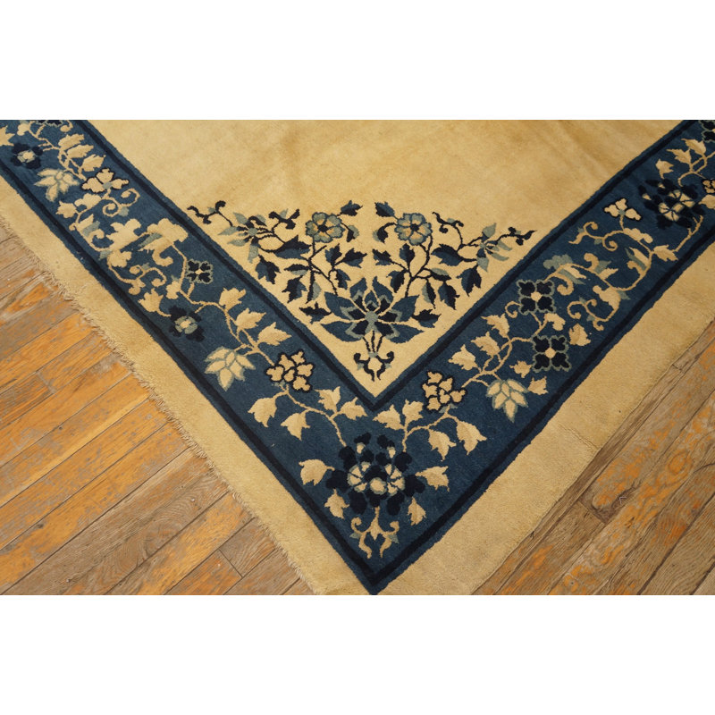Antique Peking Chinese Medallion Beige 1920s Rug
