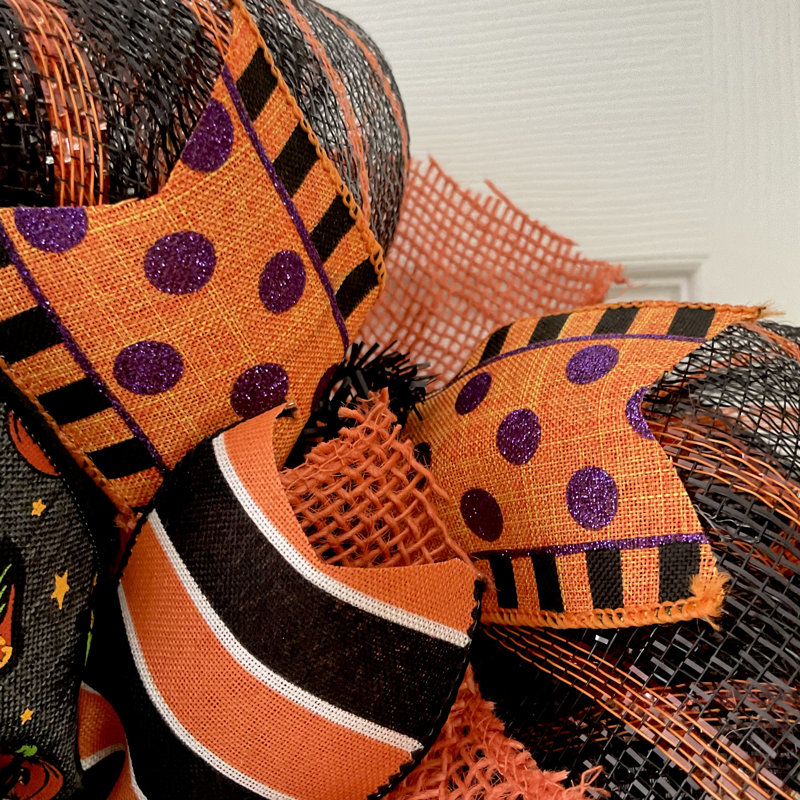 Couronne d'Halloween chat noir par la lune